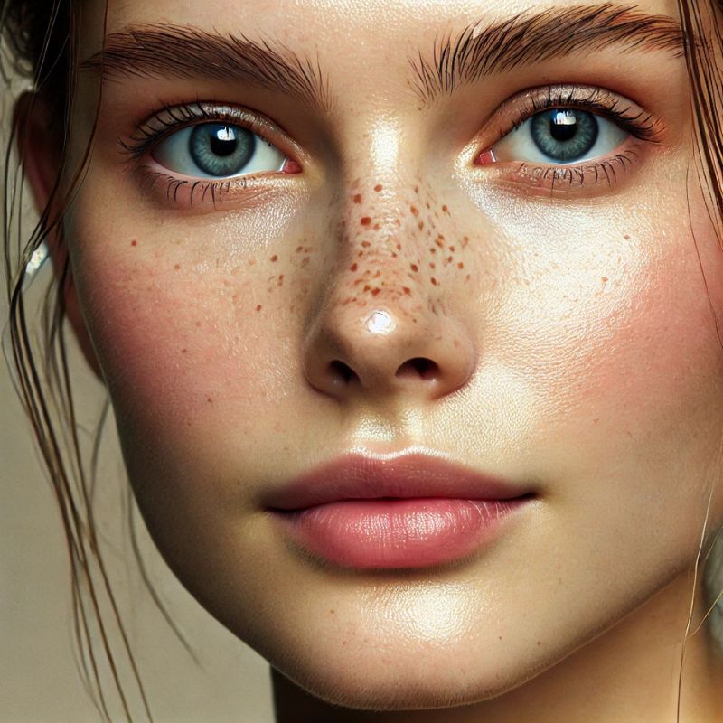 Mujer con piel mixta con zona T brillante y mejillas normales